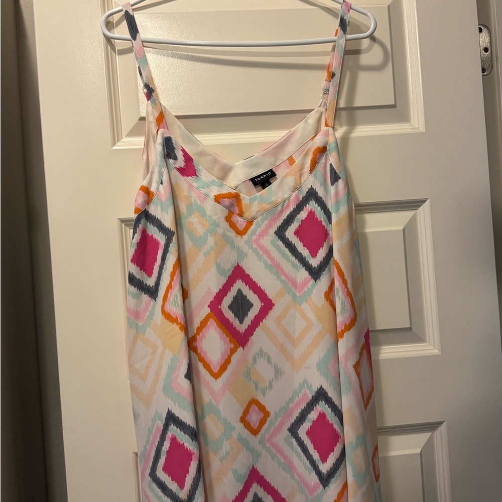 Colorful Diamond Print Spaghetti Strap Top